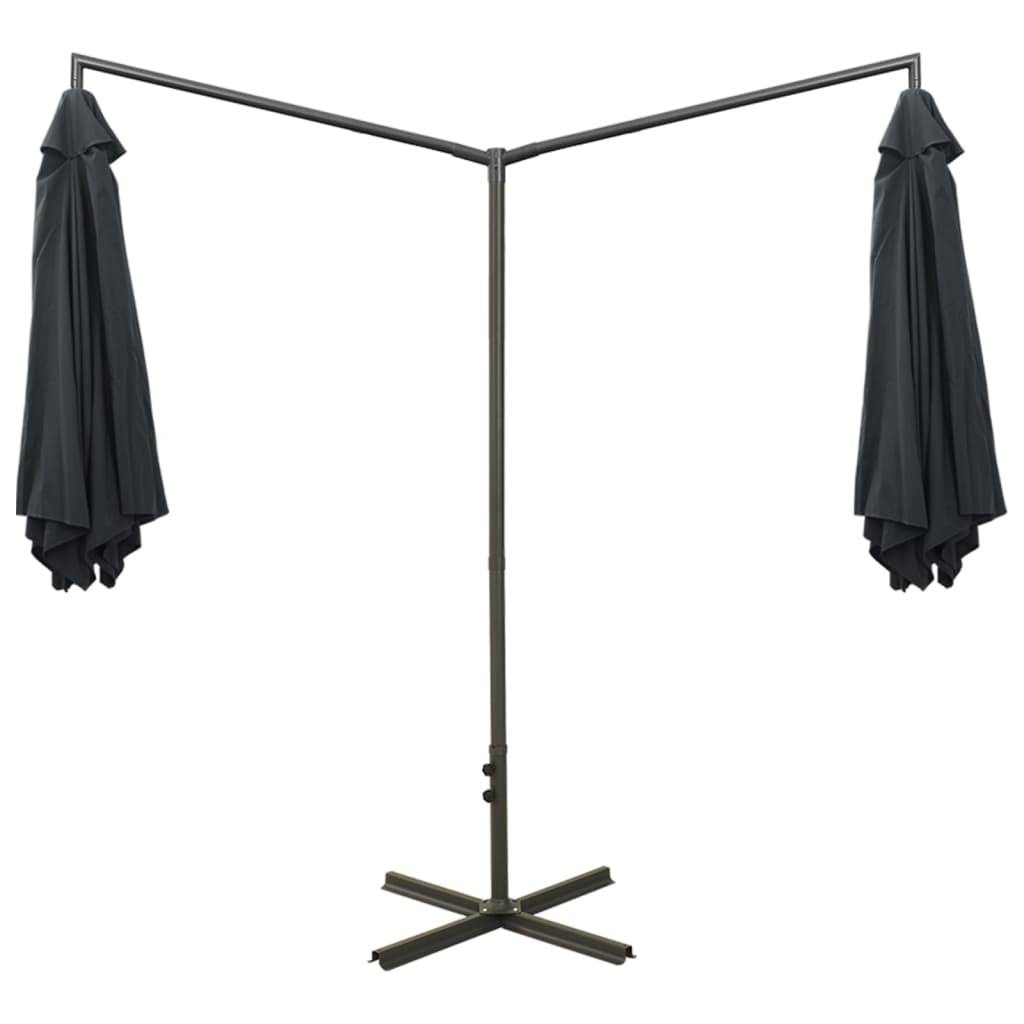 Helloshop26 - Parasol double avec mât en acier 600 cm anthracite - Imagen 3
