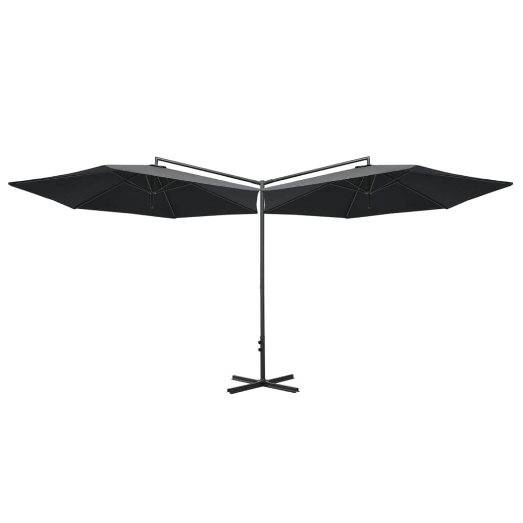 Helloshop26 - Parasol double avec mât en acier 600 cm anthracite - Imagen 1