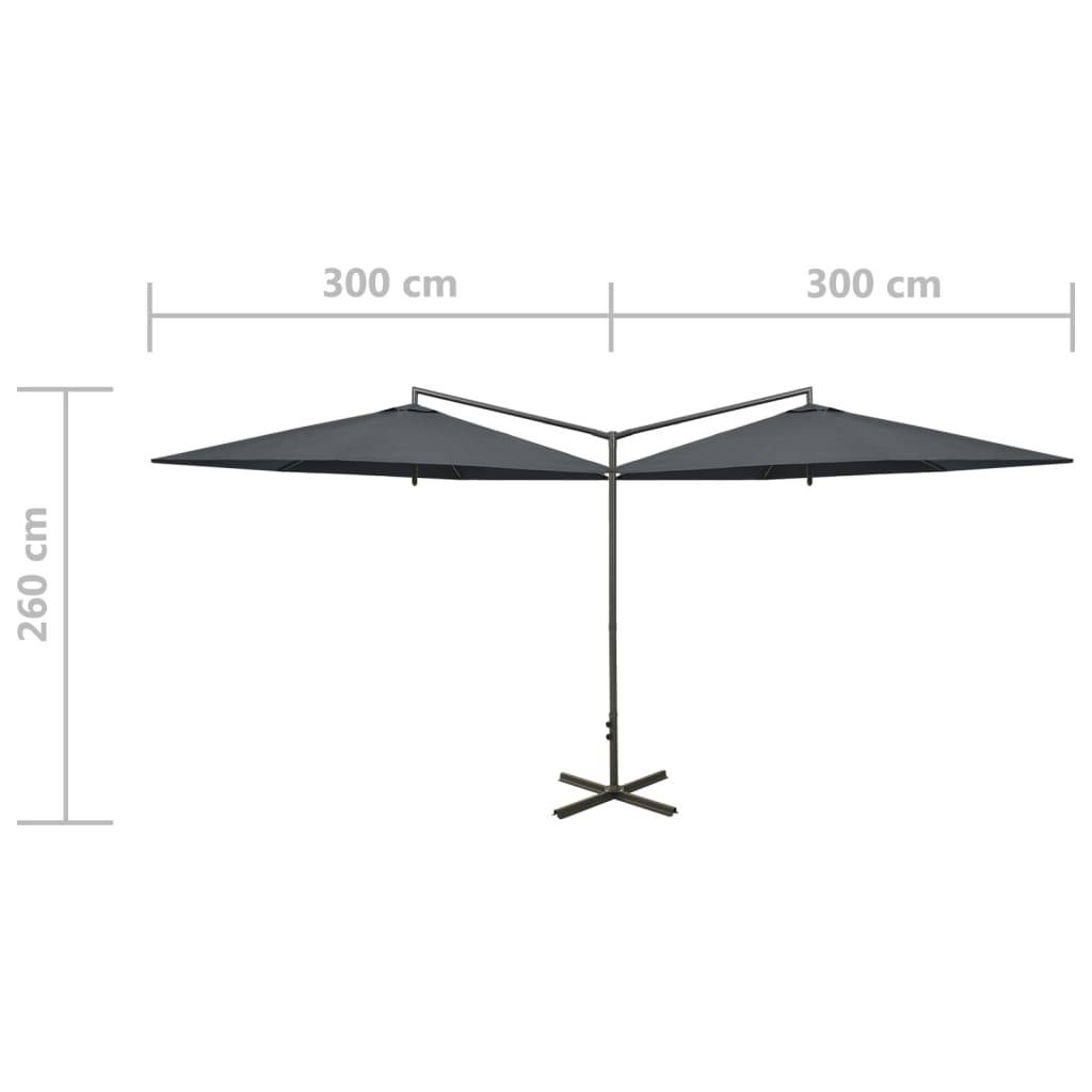 Helloshop26 - Parasol double avec mât en acier 600 cm anthracite - Imagen 6