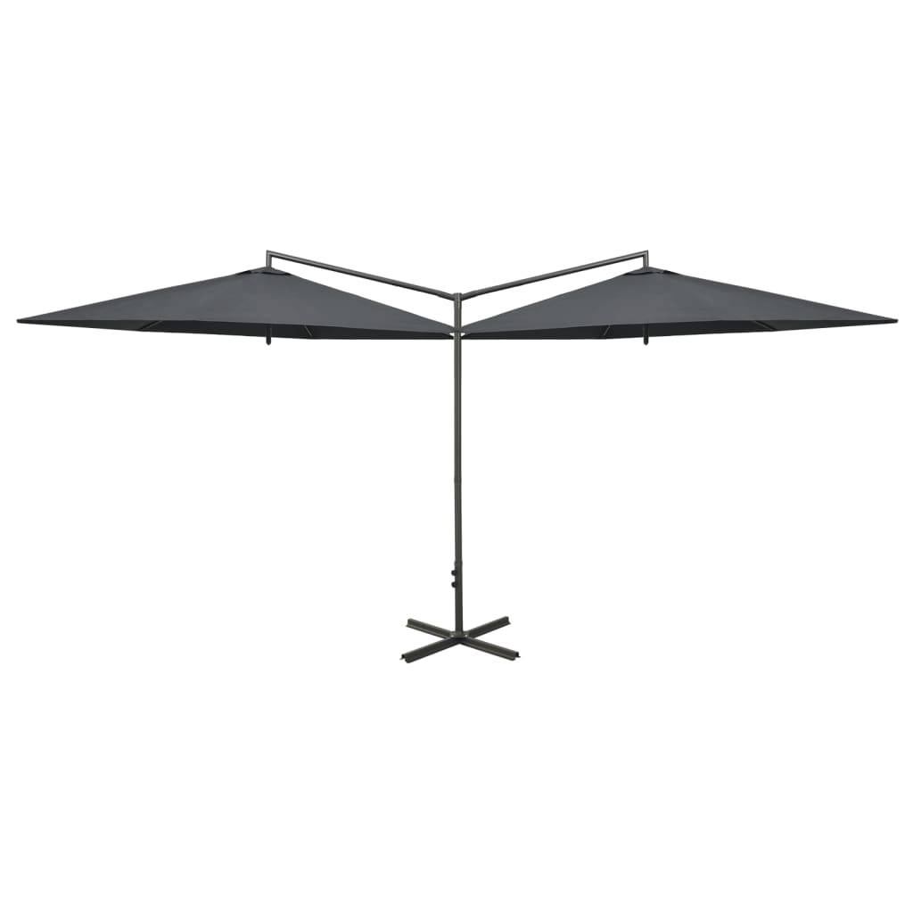 Helloshop26 - Parasol double avec mât en acier 600 cm anthracite - Imagen 2