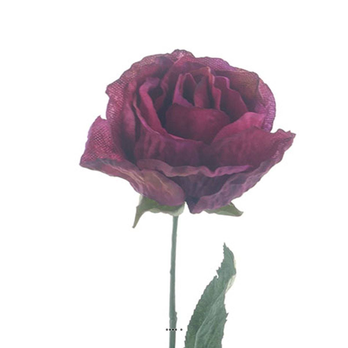 Artificielles - Rose Joy artificielle H 64 cm 1 tete D 7 cm 3 feuilles effet texturé Rose fushia - couleur: Rose fushia 730 - Imagen 3