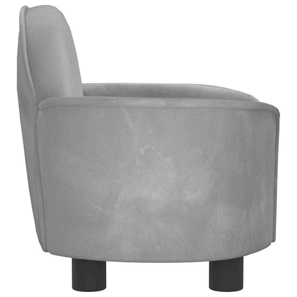 Lit pour chien velours et bois gris clair 66 x 40 x 45 cm - PANGIVO - Image 4