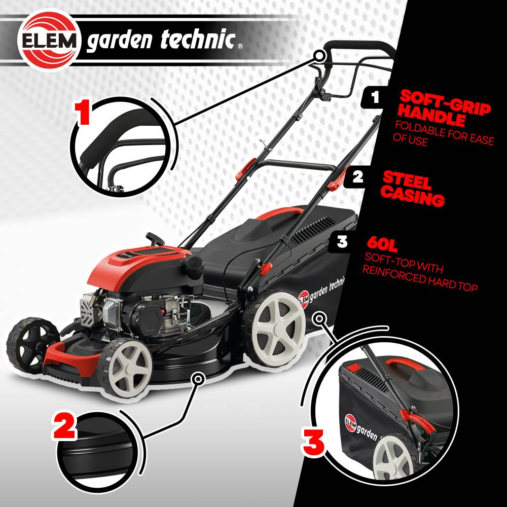 Elem Garden Technic - Tondeuse thermique tractée 169 CC - 508mm avec éjection latérale et mulching - Image 3
