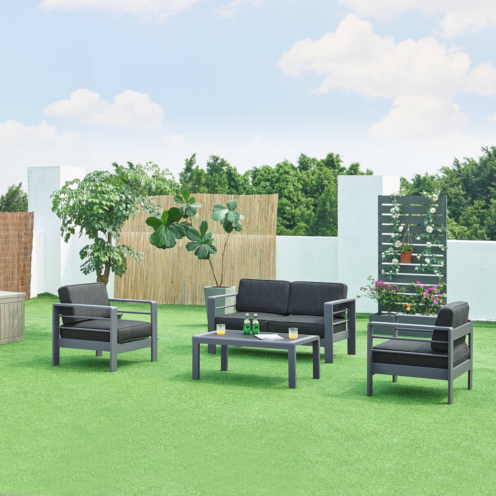 Casa.Pro - Salon de jardin 4 pièces Avise anthracite gris foncé casa.pro - Imagen 2