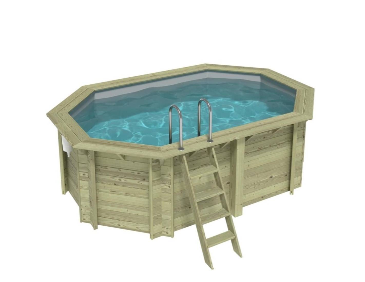 Altanka - Piscine hors sol en bois NEMO 4.3 x 3 - H.1.31 m, gris clair, fixations à sceller - BAS7303OSPI2 - ALTANKA - Image 1