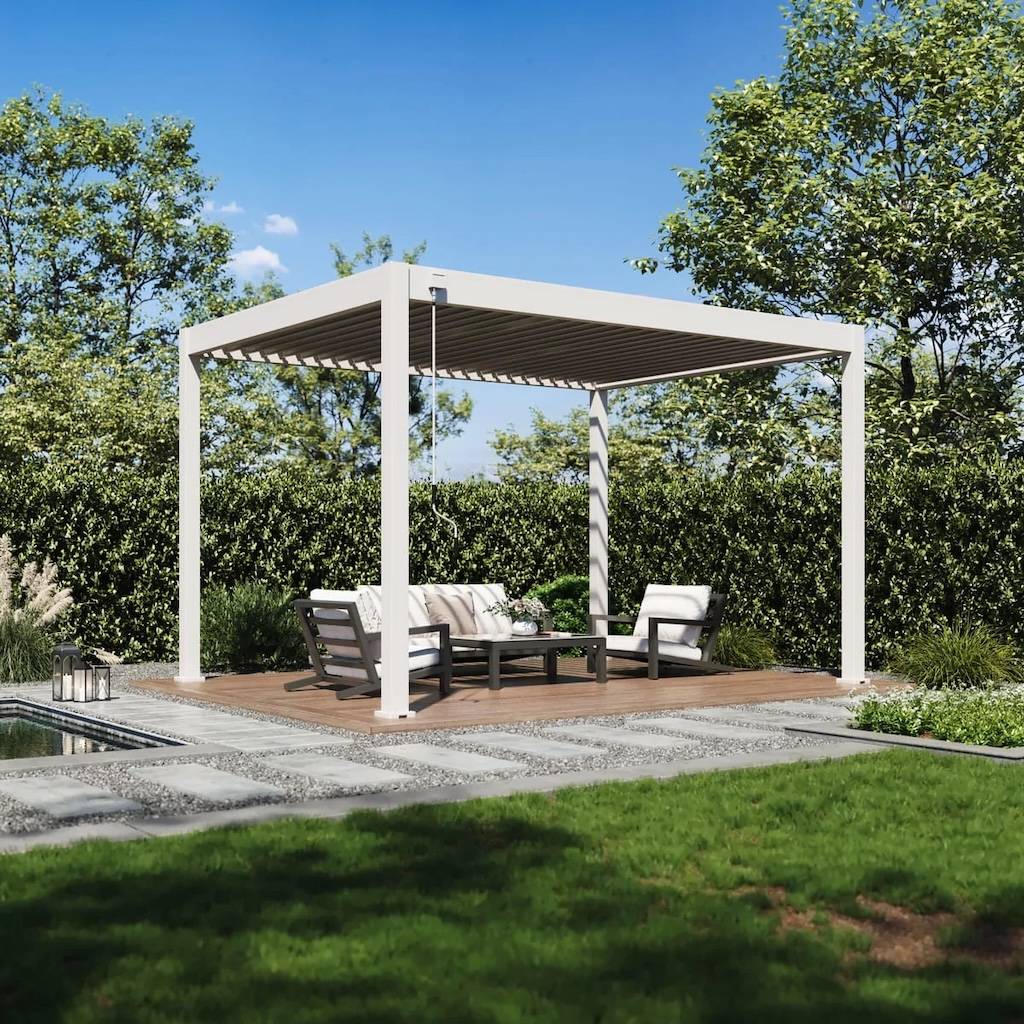 Chalet & Jardin - Pergola bioclimatique - Ombréa VS - autoportante - 3x4M - Beige sable - S1 - 300x400x258 cm - Image 4