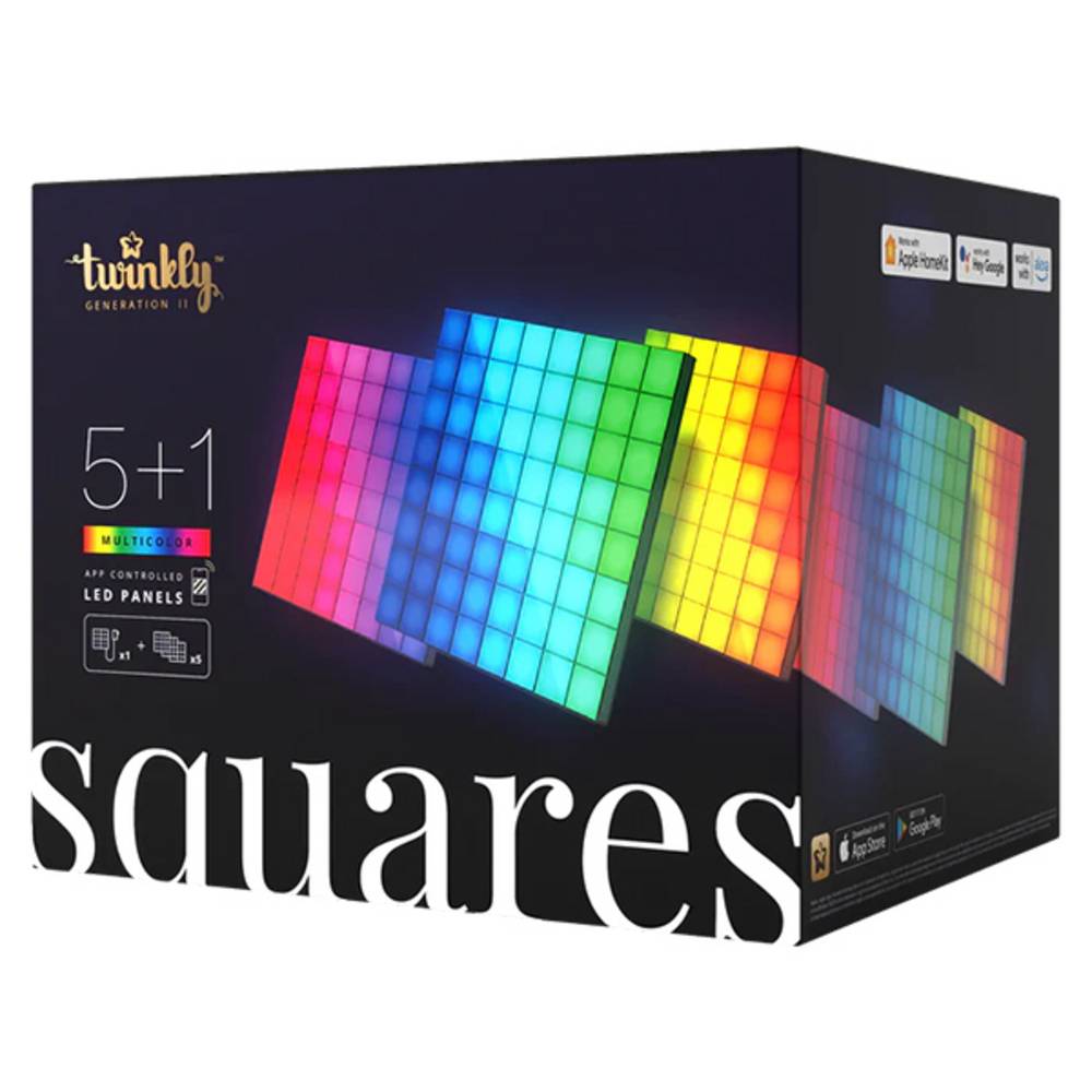 Squares Starter Kit Panneaux LED Contrôlés par Application - 64 Pixels RVB. Noir - 1 Tuile Principale + 5 Tuiles d'Extension - Imagen 4