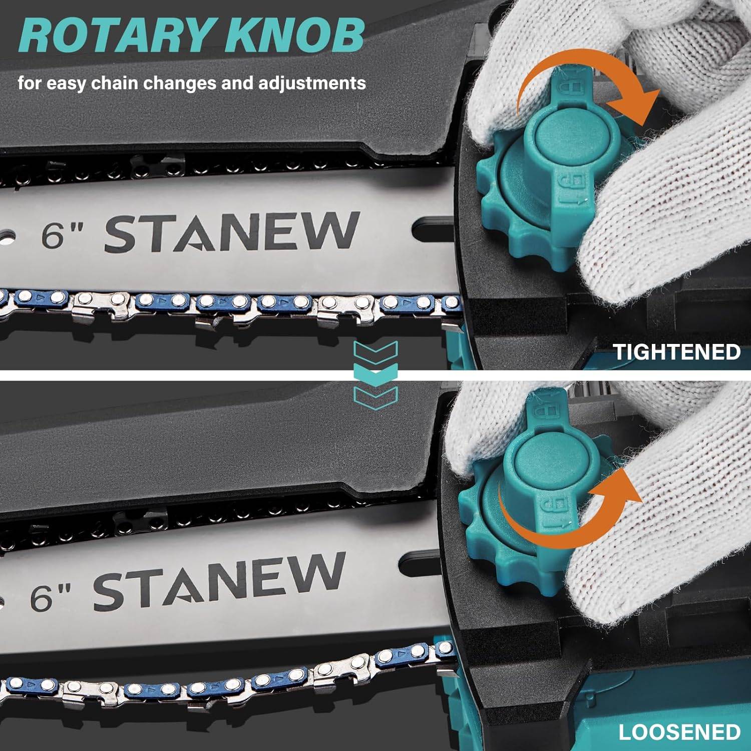 STANEW Mini Brushless Tronçonneuse Électrique sans Fil 21V, 6"ou 8", 2x2A Batterie - Image 3