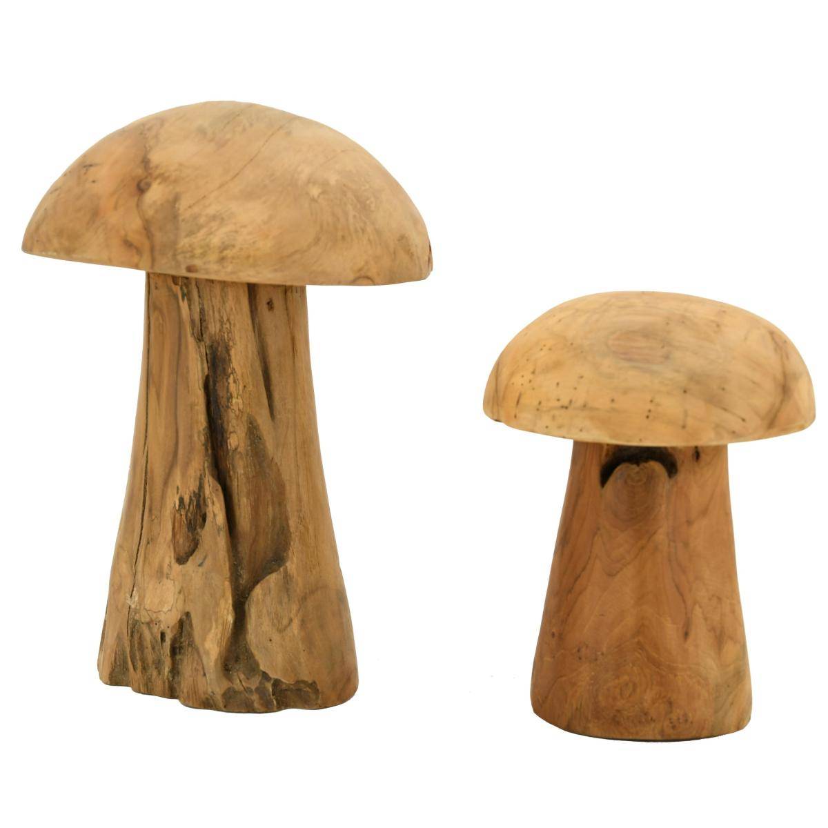 Aubry Gaspard - Champignons en teck naturel (Lot de 2)
