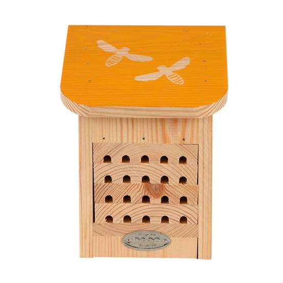 Maison à abeilles, avec toit coloré avec silhouette abeilles. - Image 1