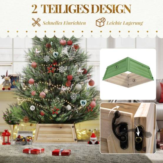 Cache-Pied de Sapin de Noël 65cm en Bois Style Rustique Naturel – ComfortXL Outdoor Living - Image 6