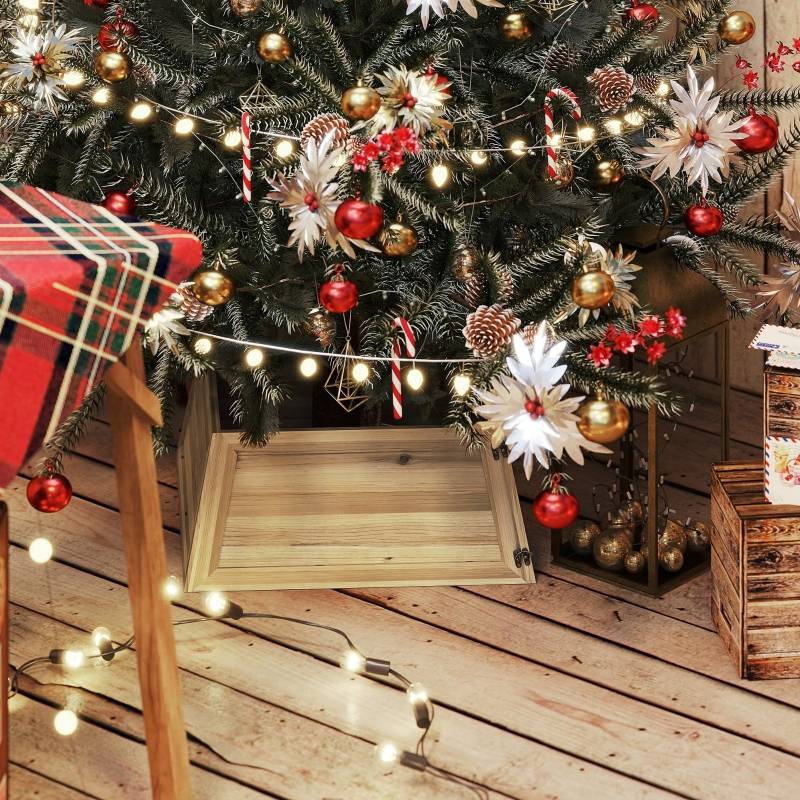 Cache-Pied de Sapin de Noël 65cm en Bois Style Rustique Naturel – ComfortXL Outdoor Living - Image 7