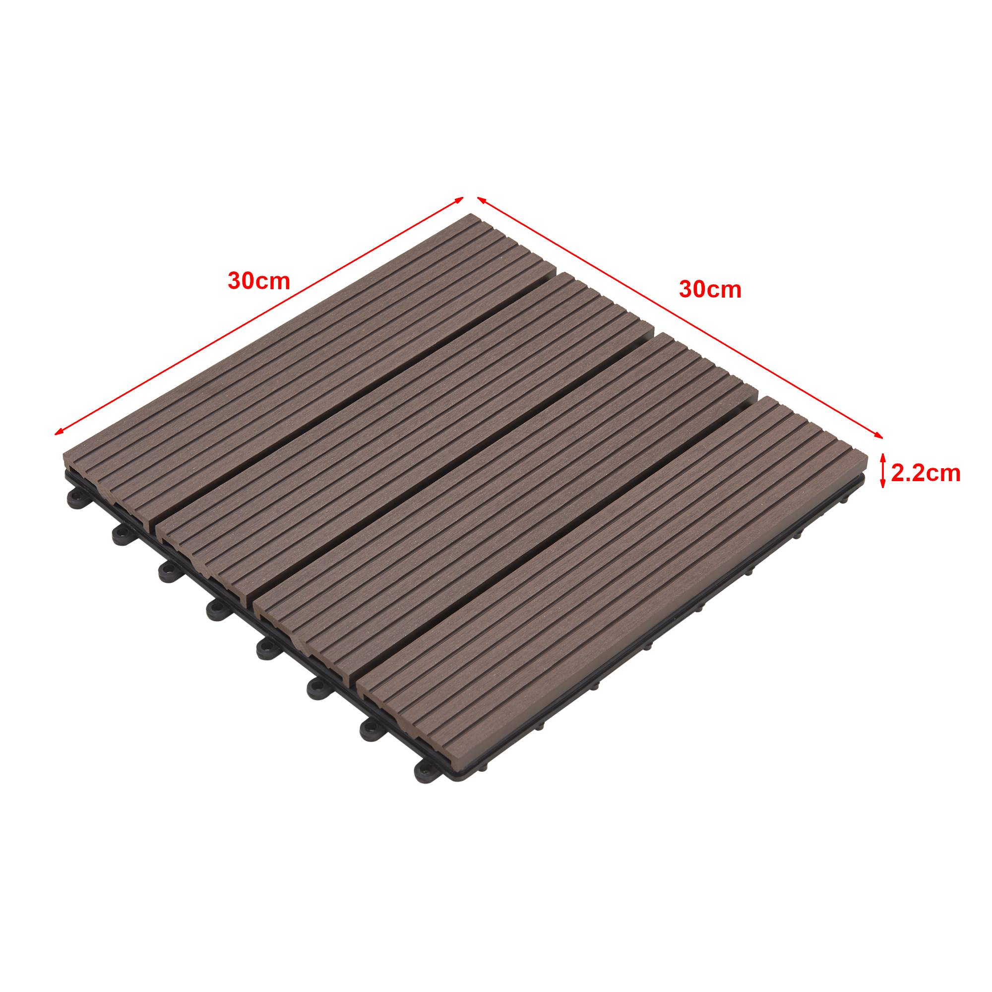 Set de 11 losetas de jardín Schramberg de madera compuesta 1m² 30 x 30 x 2,2 cm marrón oscuro en.casa - Imagen 3