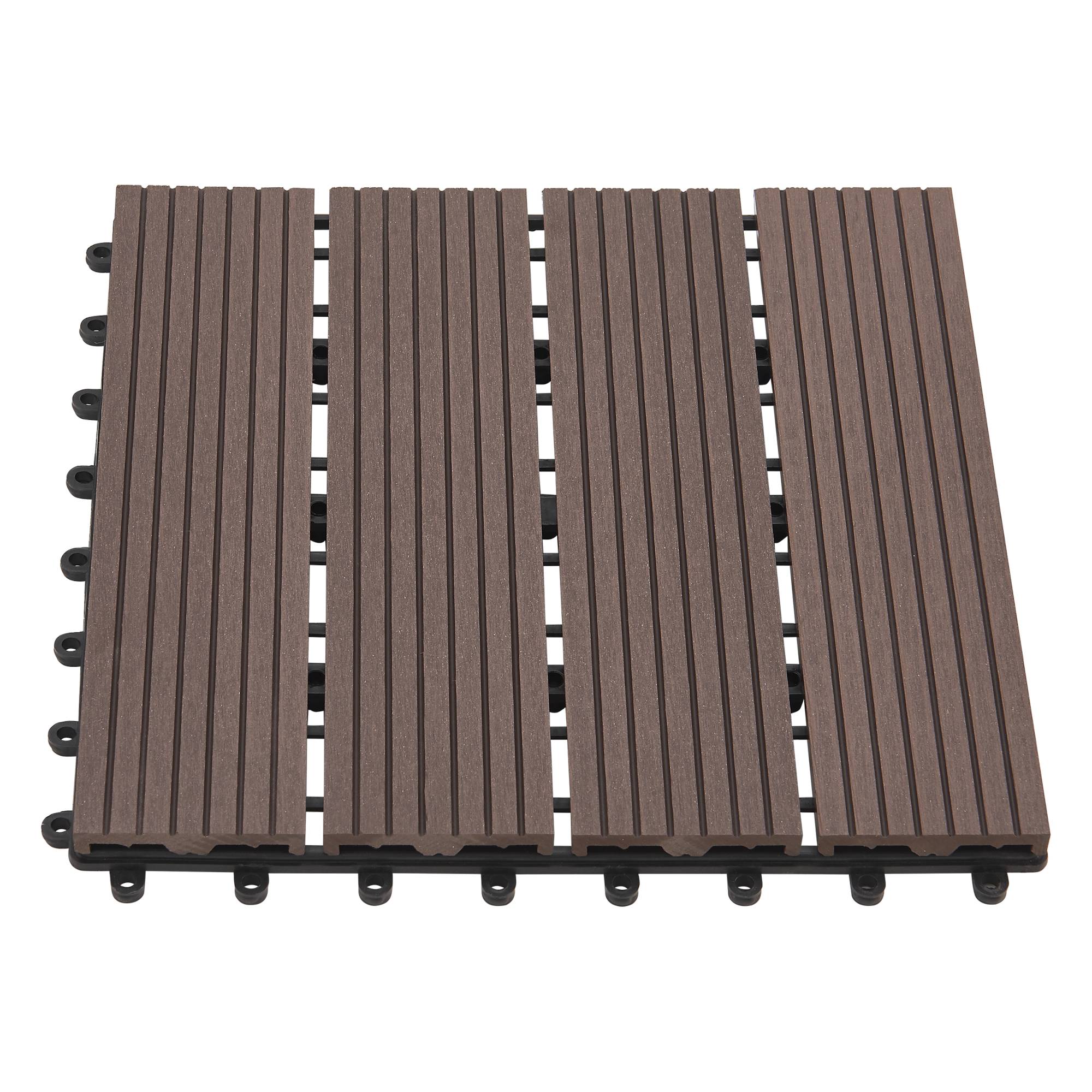 Set de 11 losetas de jardín Schramberg de madera compuesta 1m² 30 x 30 x 2,2 cm marrón oscuro en.casa - Imagen 4