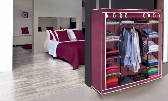Sans Marque - Armoire de rangement dressing XXL Unité Bordeaux - Image 6
