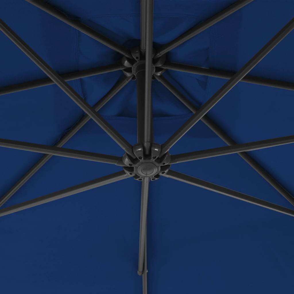 Helloshop26 - Parasol meuble de jardin déporté avec mât en acier 300 cm bleu azuré - Imagen 5
