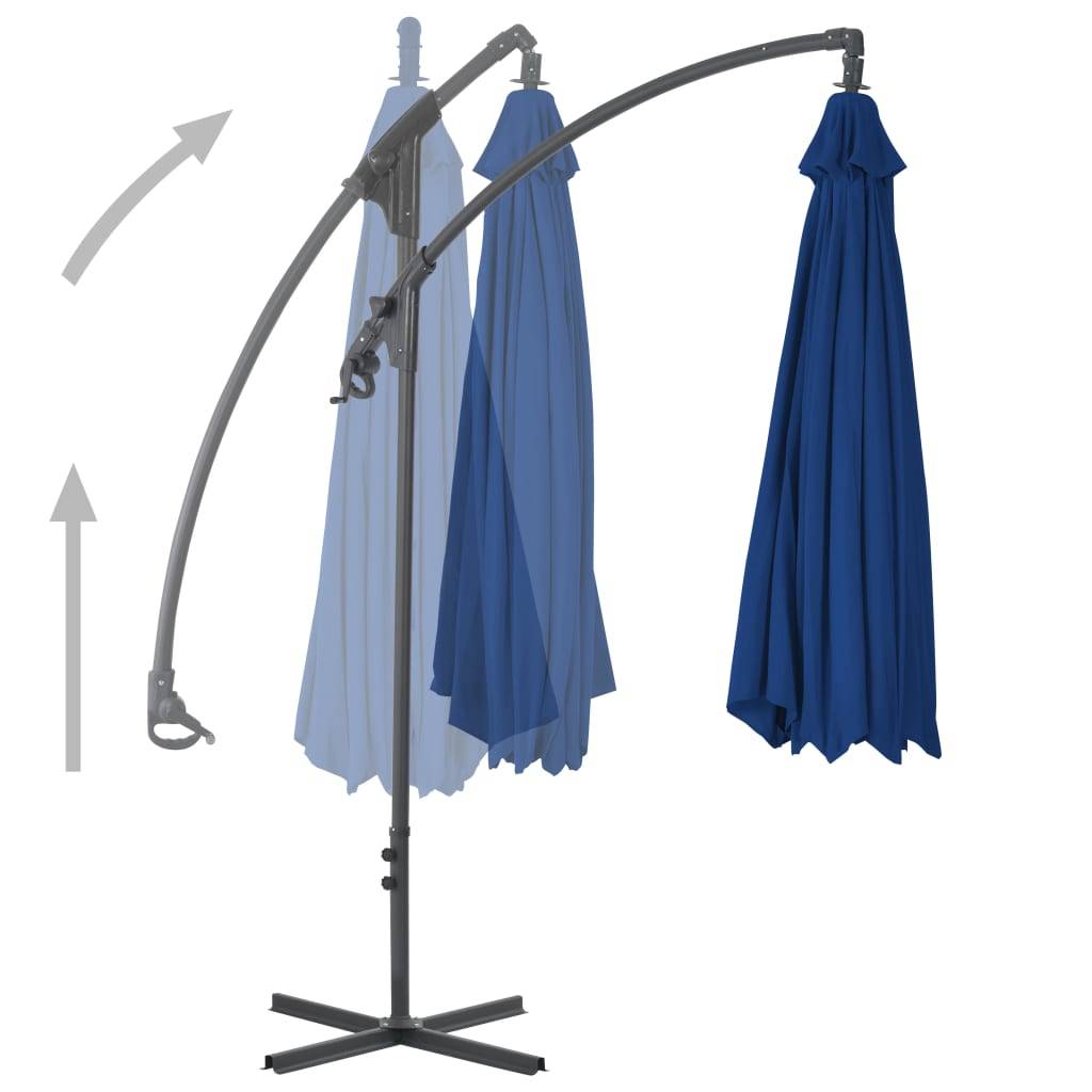 Helloshop26 - Parasol meuble de jardin déporté avec mât en acier 300 cm bleu azuré - Imagen 4