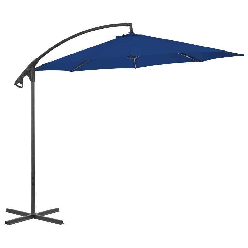 Helloshop26 - Parasol meuble de jardin déporté avec mât en acier 300 cm bleu azuré - Imagen 2