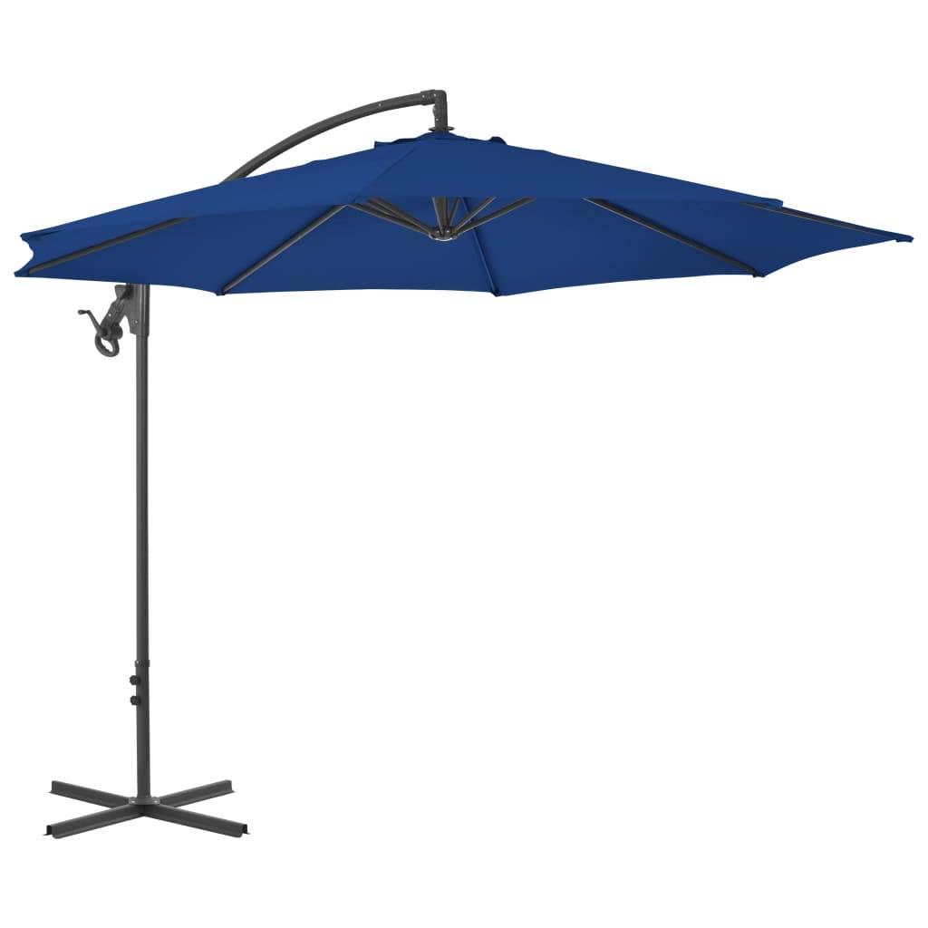 Helloshop26 - Parasol meuble de jardin déporté avec mât en acier 300 cm bleu azuré - Imagen 1