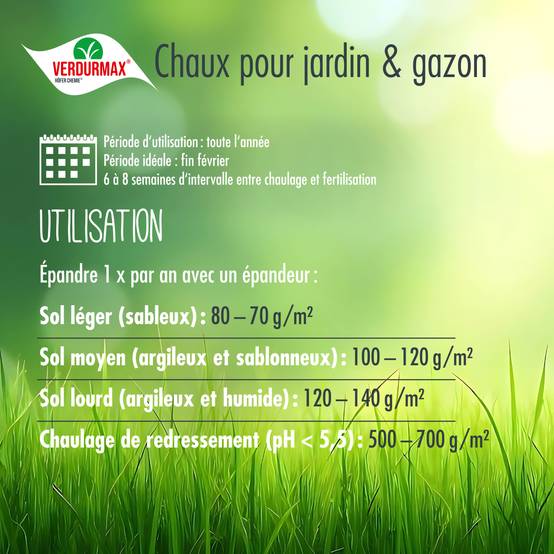 15 kg VERDURMAX® Chaux pour jardin et pelouse x 1 - Image 5