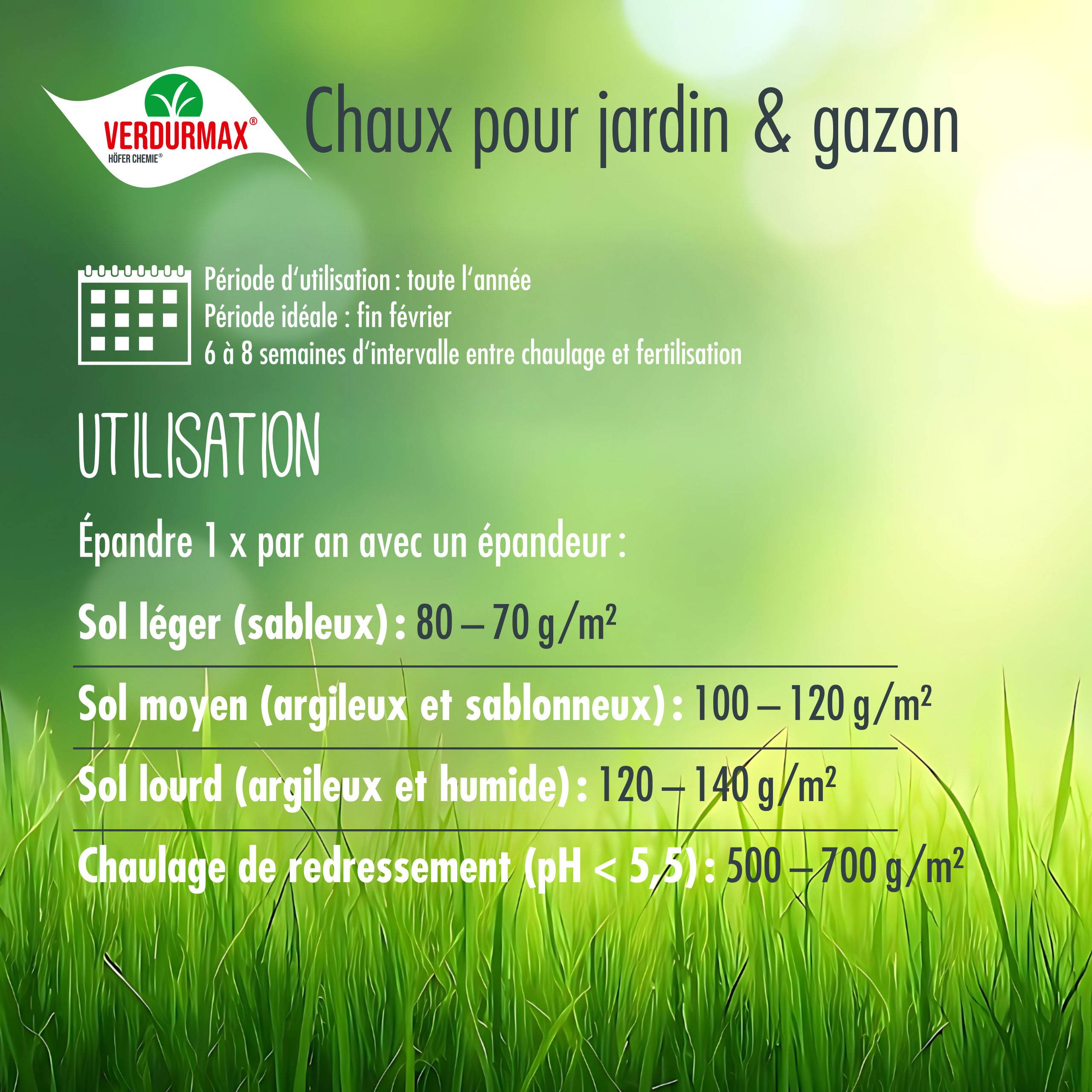 15 kg VERDURMAX® Chaux pour jardin et pelouse  x 1 - Image 5