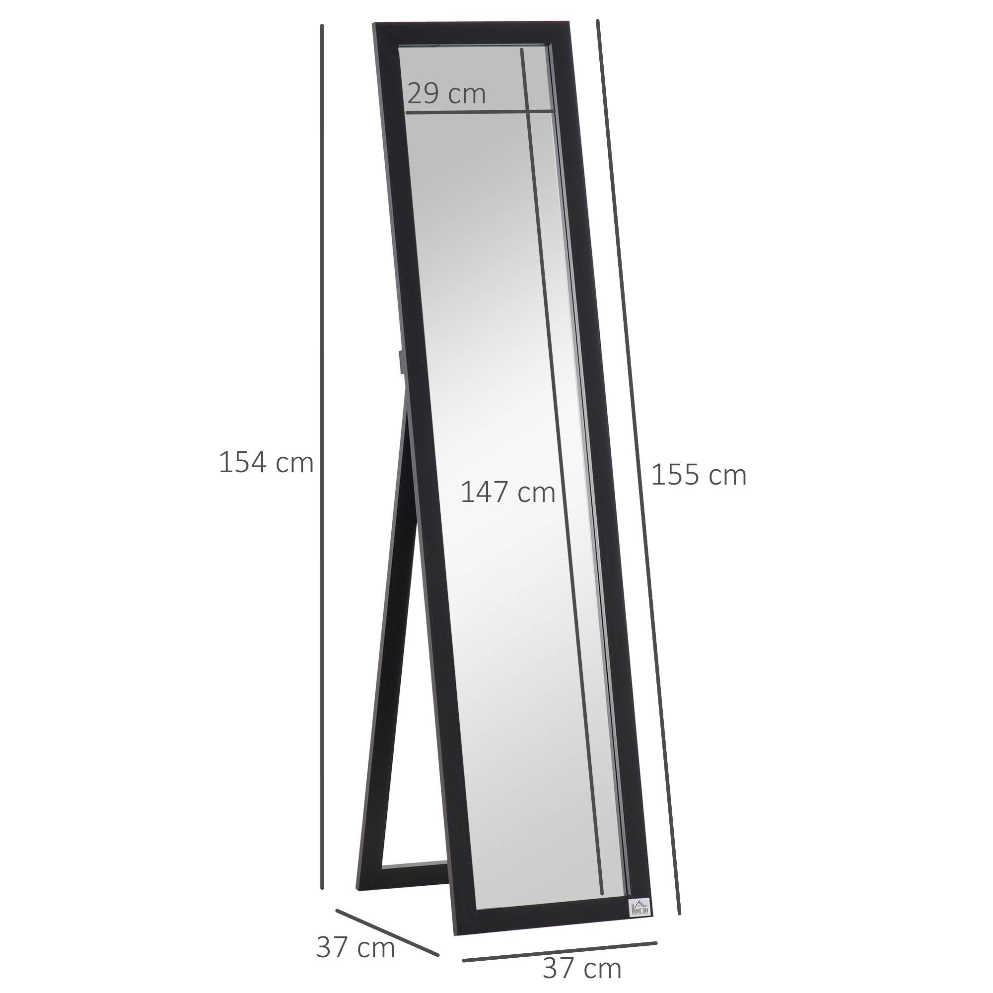 Sans Marque - Miroir sur Pied et Mural rectangulaire miroir de sol Pleine Longueur Dressing Chambre salon dim. 37l x 37P x 154H cm Noir - Image 5