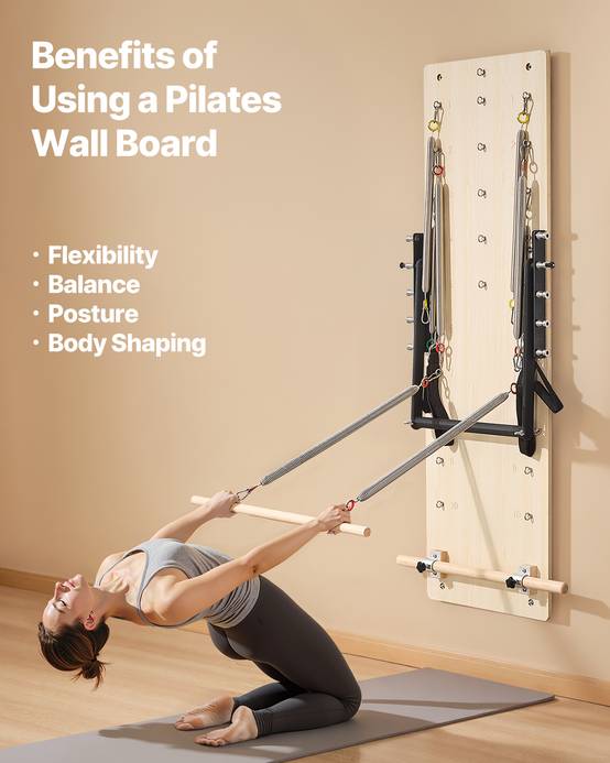 Vevor - Reformer Pilates mural en érable, planche à ressorts réglables 8 niveaux, équipement compact pour entraînement, yoga, force et équilibre à domicile. - Image 2