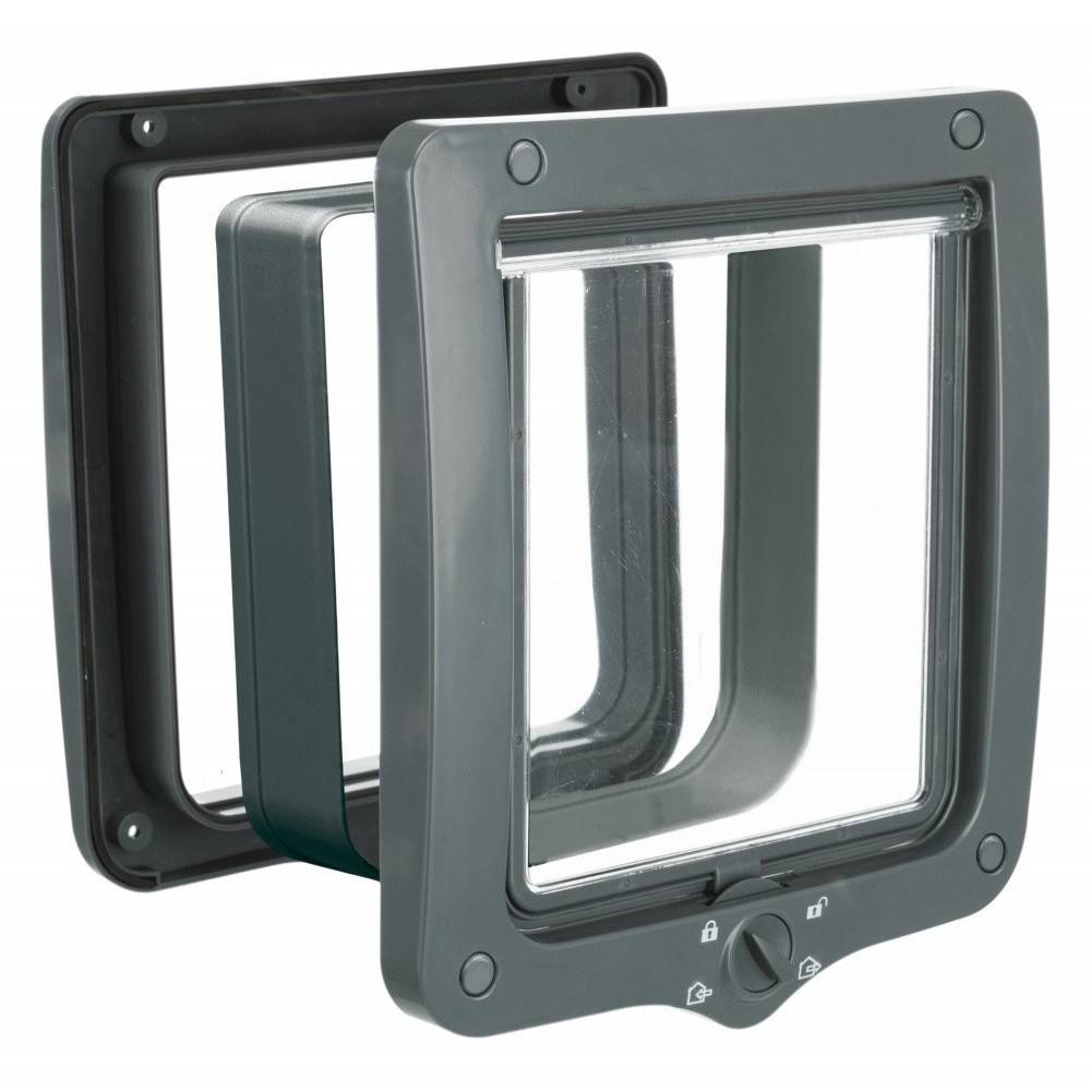 Chatière 4 positions XL avec tunnel  24 × 28 cm extérieur grise pour chat - Imagen 1