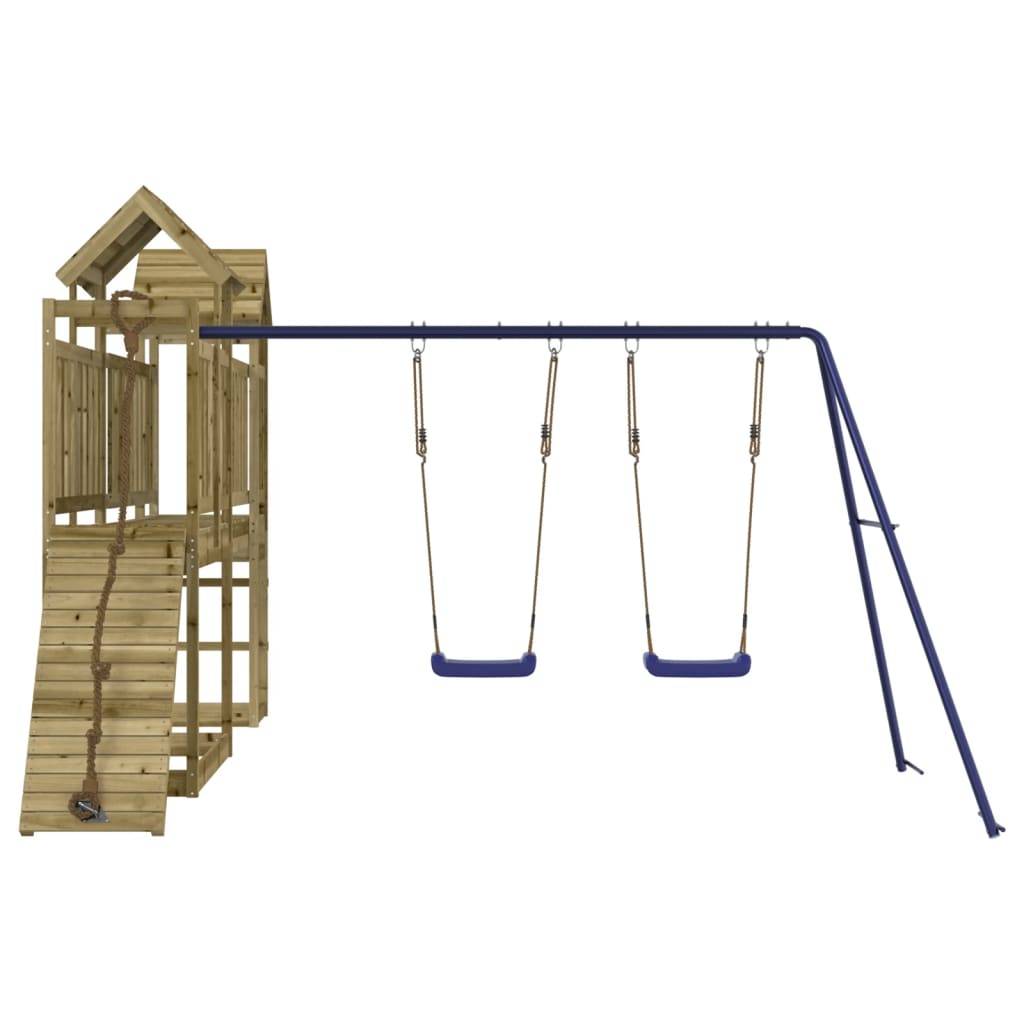 Helloshop26 - Aire de jeux d'extérieur balançoires toboggan portiques robuste jeux jardin 314 x 339 x 214 cm bois de pin imprégné - Imagen 3
