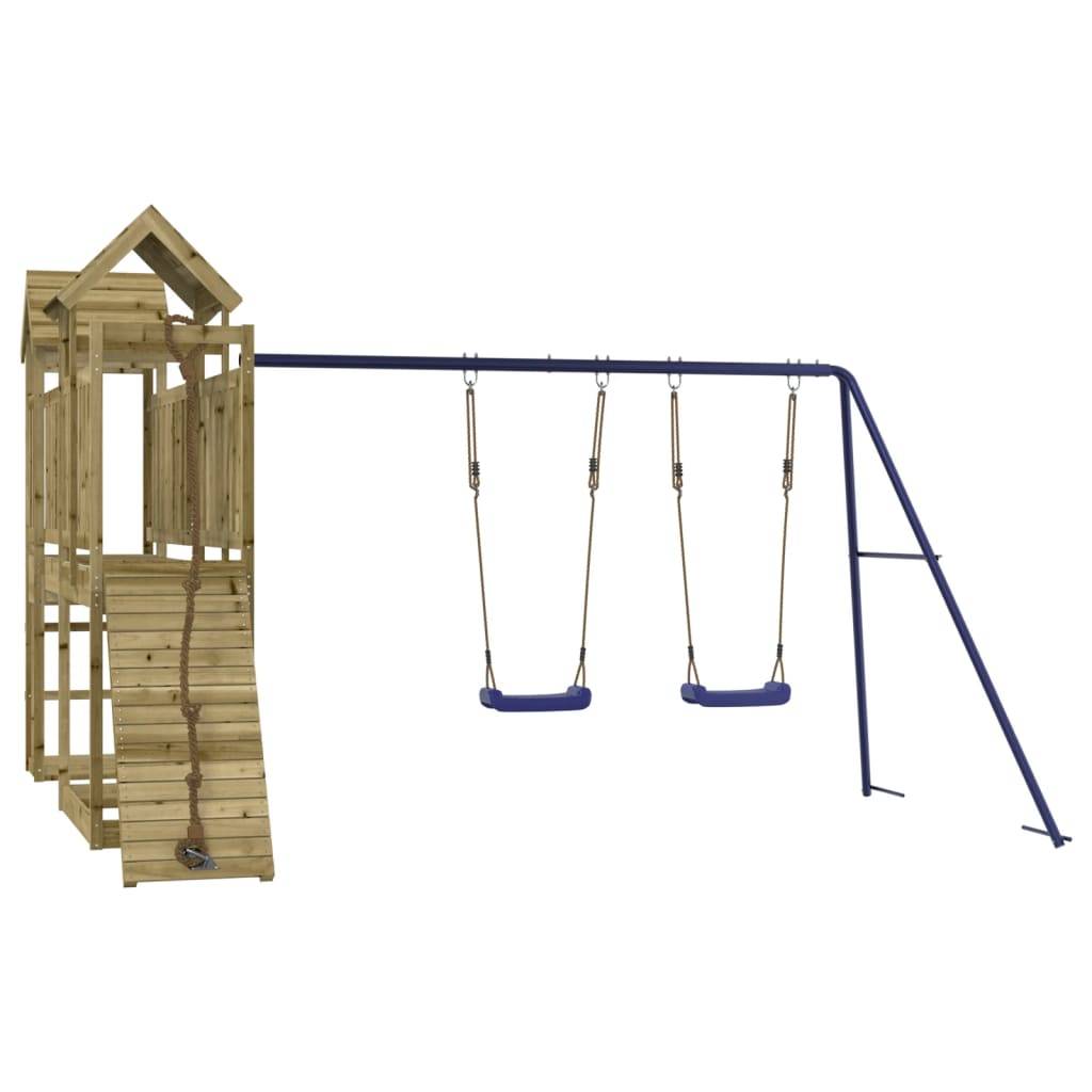 Helloshop26 - Aire de jeux d'extérieur balançoires toboggan portiques robuste jeux jardin 314 x 339 x 214 cm bois de pin imprégné - Imagen 2