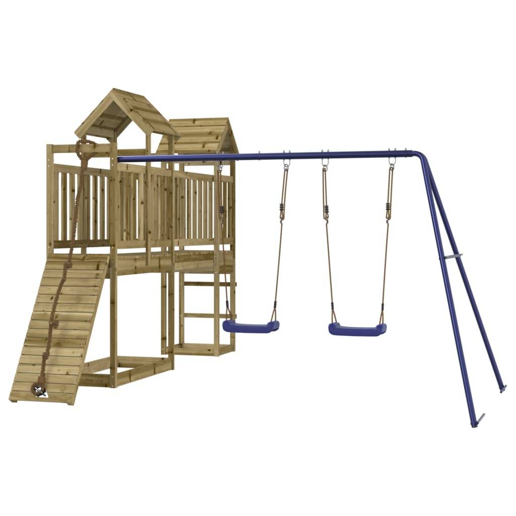 Helloshop26 - Aire de jeux d'extérieur balançoires toboggan portiques robuste jeux jardin 314 x 339 x 214 cm bois de pin imprégné - Imagen 1