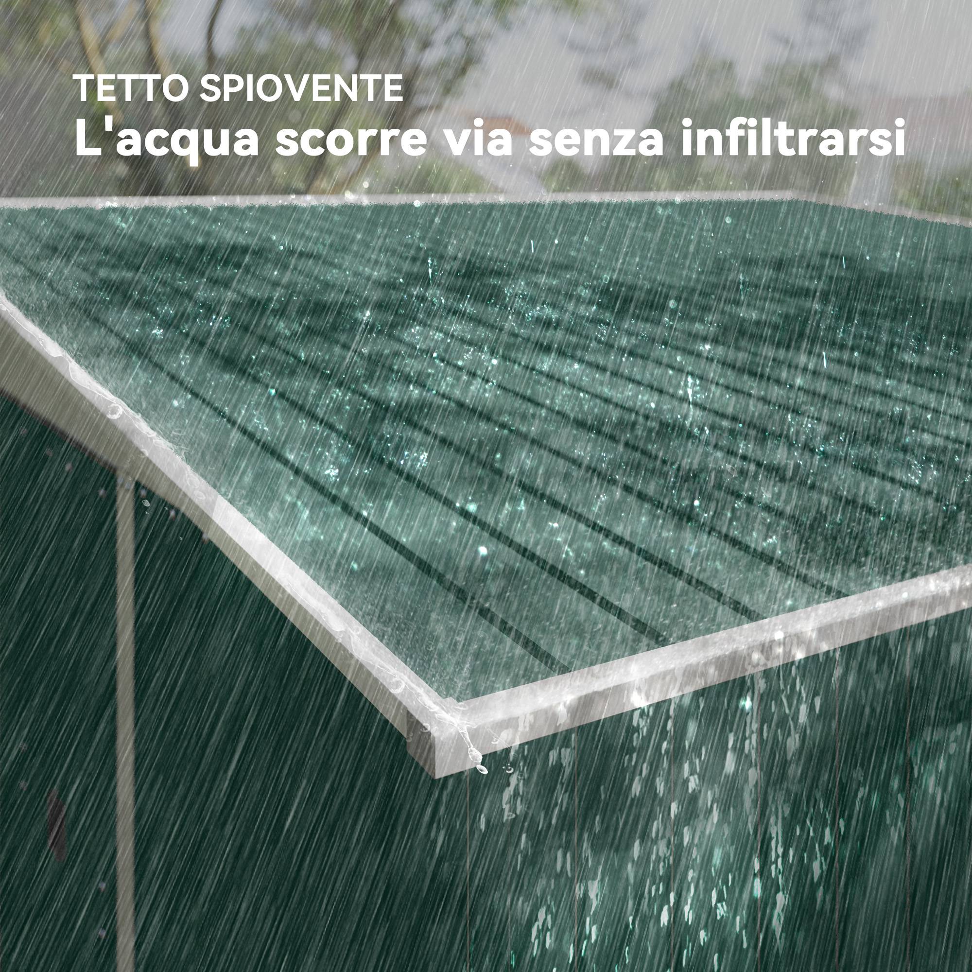 Abri de jardin avec porte coulissante, en acier, 345x280,5x169-201cm, vert - Image 10