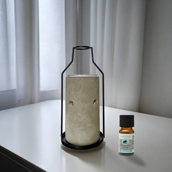 Brûle Parfum Una - Brûleur Cire Parfumée – Diffuseur Parfum d'Ambiance – Bougeoir en Ciment et Métal - Haut: 18 cm - Zen'Arôme - Image 4