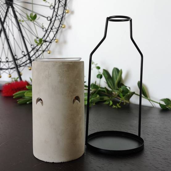 Brûle Parfum Una - Brûleur Cire Parfumée – Diffuseur Parfum d'Ambiance – Bougeoir en Ciment et Métal - Haut: 18 cm - Zen'Arôme - Image 8