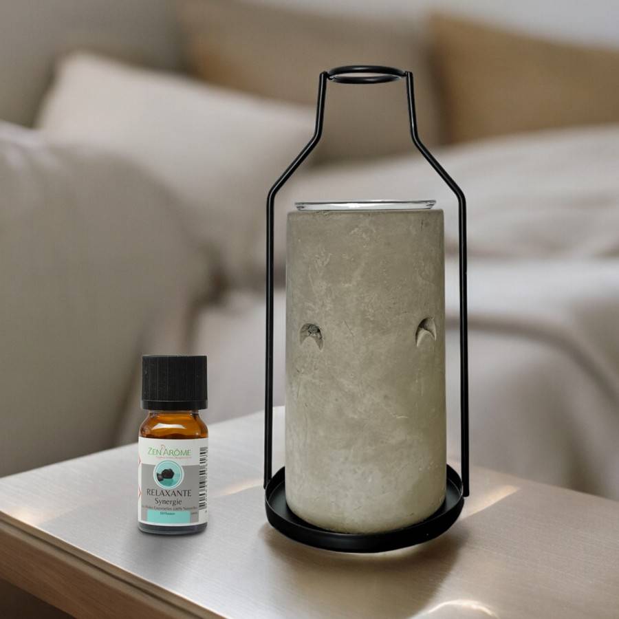 Brûle Parfum Una - Brûleur Cire Parfumée – Diffuseur Parfum d'Ambiance – Bougeoir en Ciment et Métal - Haut: 18 cm - Zen'Arôme - Image 2