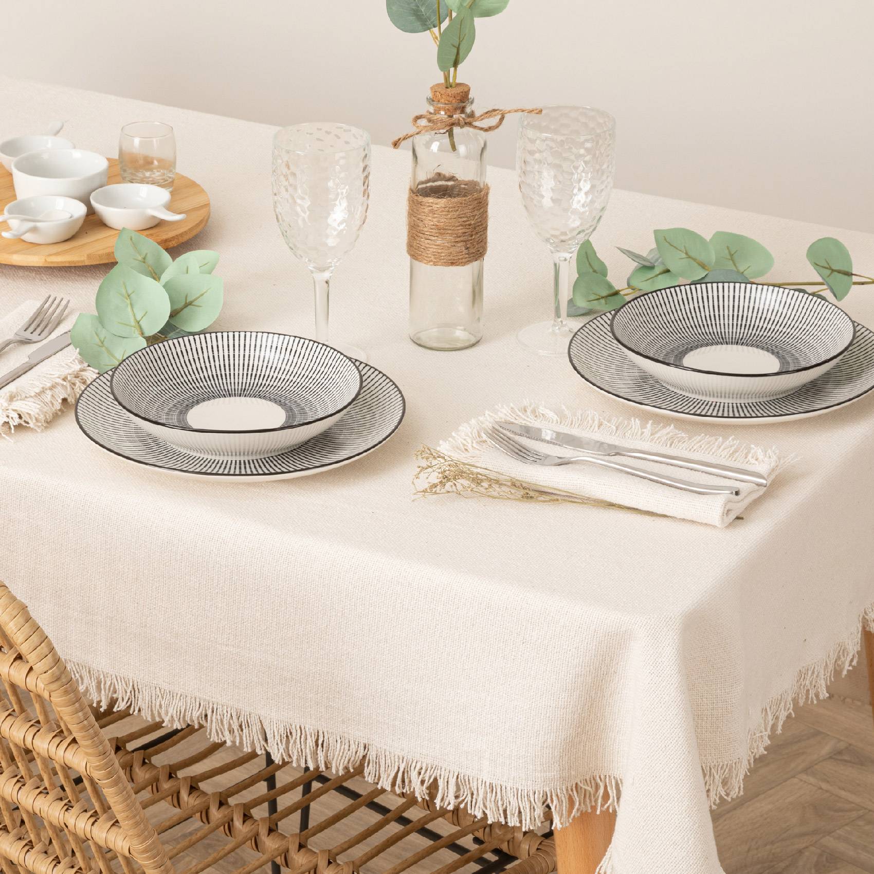 Set de table à franges - SECRET DE GOURMET - Coton - Blanc - Image 4