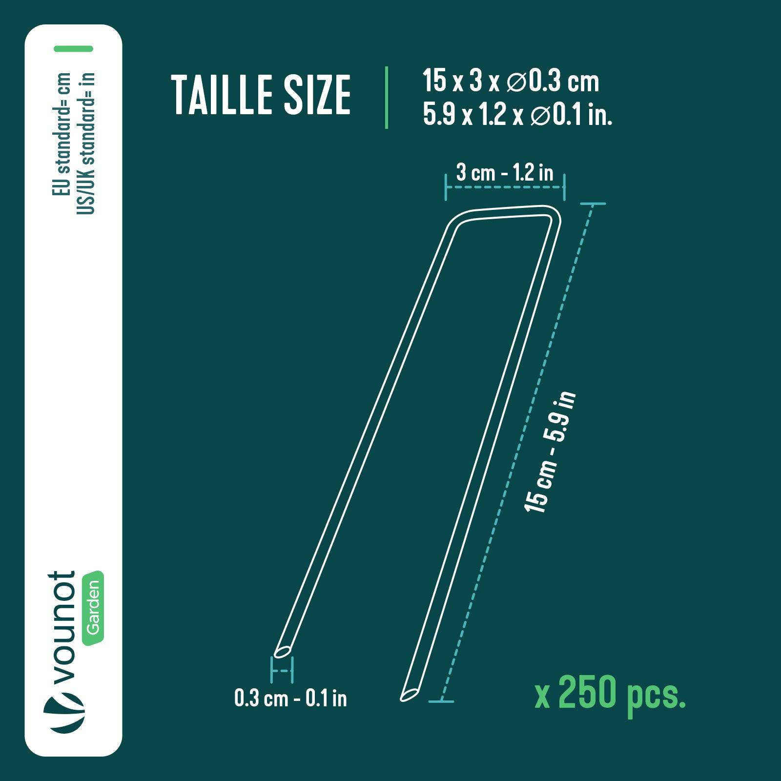 Vounot - Lot de 250 piquets de fixation en métal galvanisé - Agrafes de jardin en forme de U - 150x30mm Ø3mm - VOUNOT® - Image 2