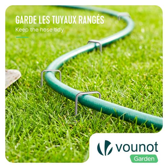 Vounot - Lot de 250 piquets de fixation en métal galvanisé - Agrafes de jardin en forme de U - 150x30mm Ø3mm - VOUNOT® - Image 6