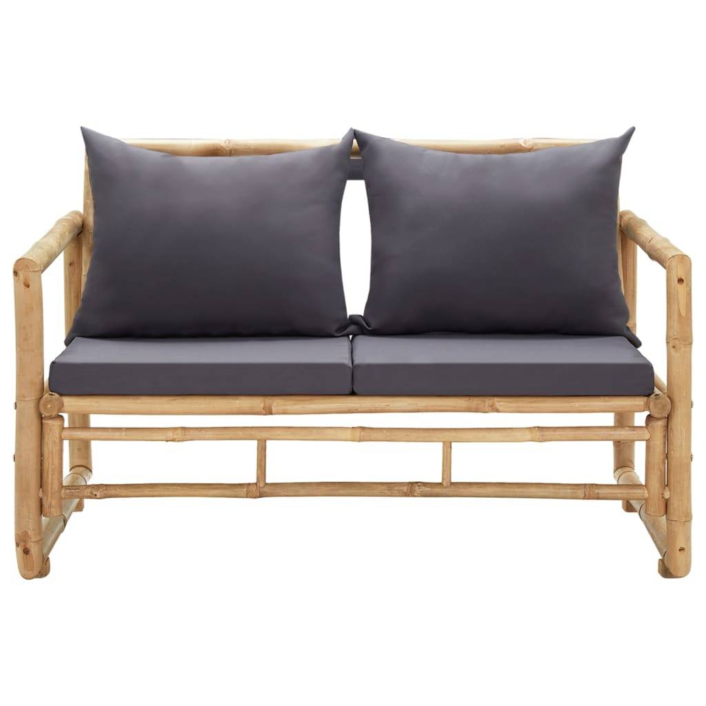 Helloshop26 - Banc de jardin meuble de patio d'extérieur terrasse avec coussins 115 x 65 x 71 cm bambou - Imagen 2