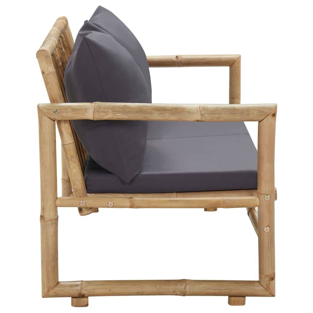Helloshop26 - Banc de jardin meuble de patio d'extérieur terrasse avec coussins 115 x 65 x 71 cm bambou - Imagen 3