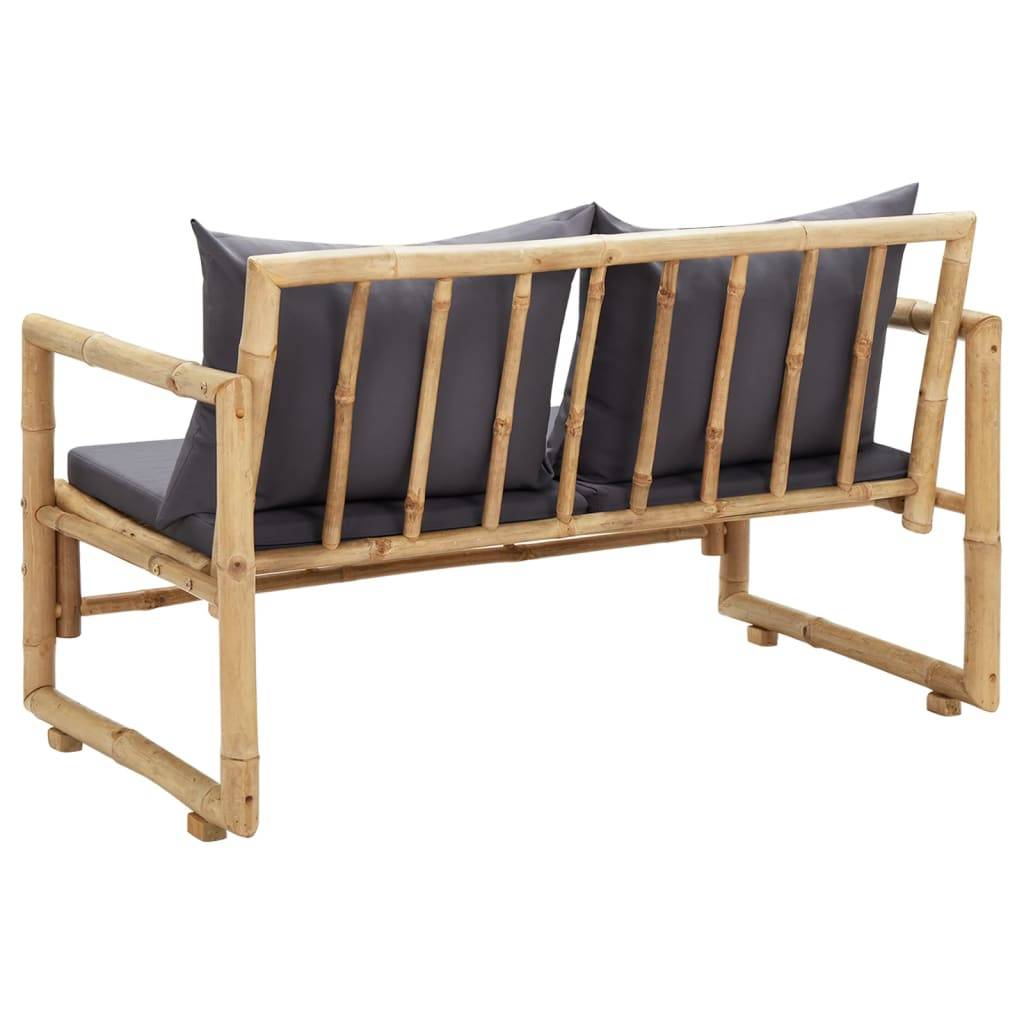Helloshop26 - Banc de jardin meuble de patio d'extérieur terrasse avec coussins 115 x 65 x 71 cm bambou - Imagen 4