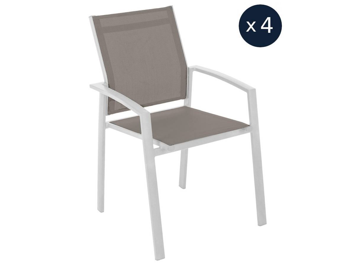 Hesperide - Lot de 4 fauteuils de jardin Axiome Noisette et Blanc - Hespéride - Imagen 1
