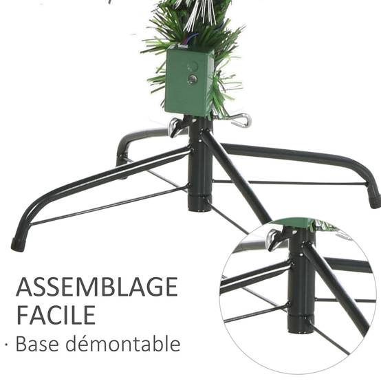 Sapin de Noël Artificiel Lumineux 120H cm Fibre Optique LED + 20 Ampoules + Support Pied 130 Branches étoile Sommet Brillante Vert - Image 10