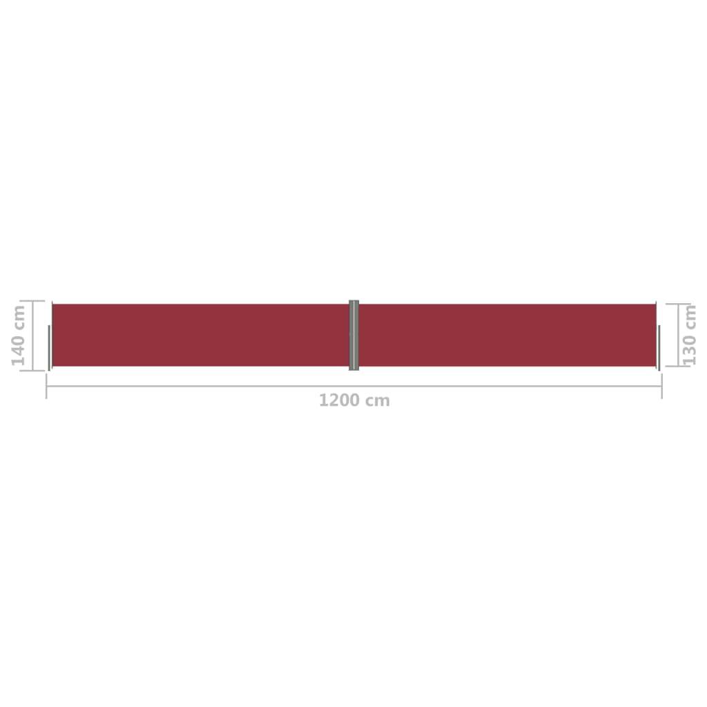 Helloshop26 - Auvent paravent store brise-vue latéral rétractable de patio jardin terrasse balcon protection visuelle écran 140 x 1200 cm rouge - Imagen 6