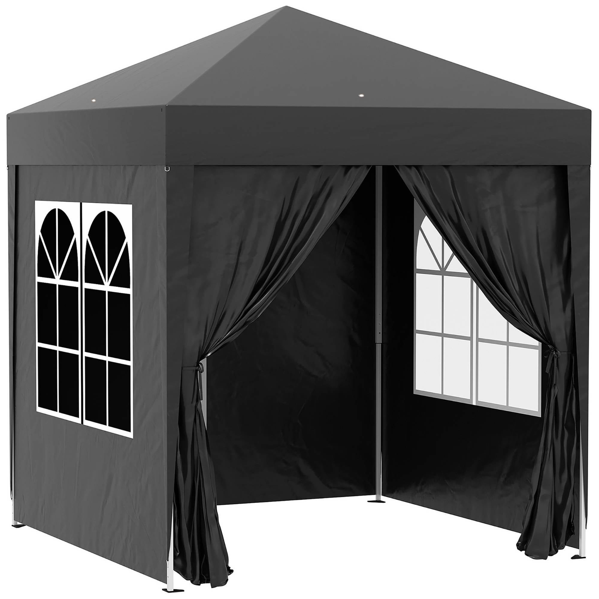Tonnelle pliante acier tissu Oxford pour extérieur abri anti-UV 2x2m noir - ComfortXL Outdoor Living - Image 2