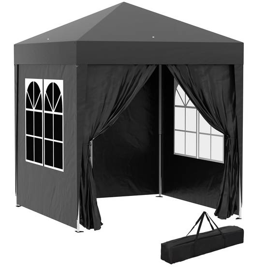 Tonnelle pliante acier tissu Oxford pour extérieur abri anti-UV 2x2m noir - ComfortXL Outdoor Living - Image 1