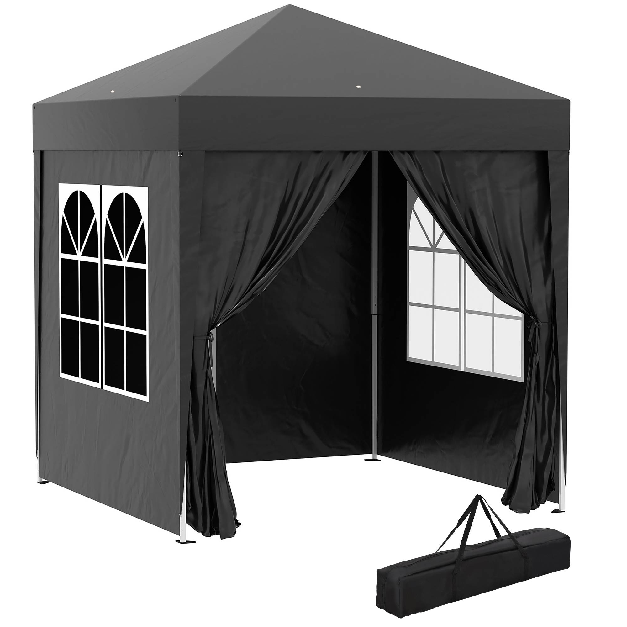 Tonnelle pliante acier tissu Oxford pour extérieur abri anti-UV 2x2m noir - ComfortXL Outdoor Living - Image 1