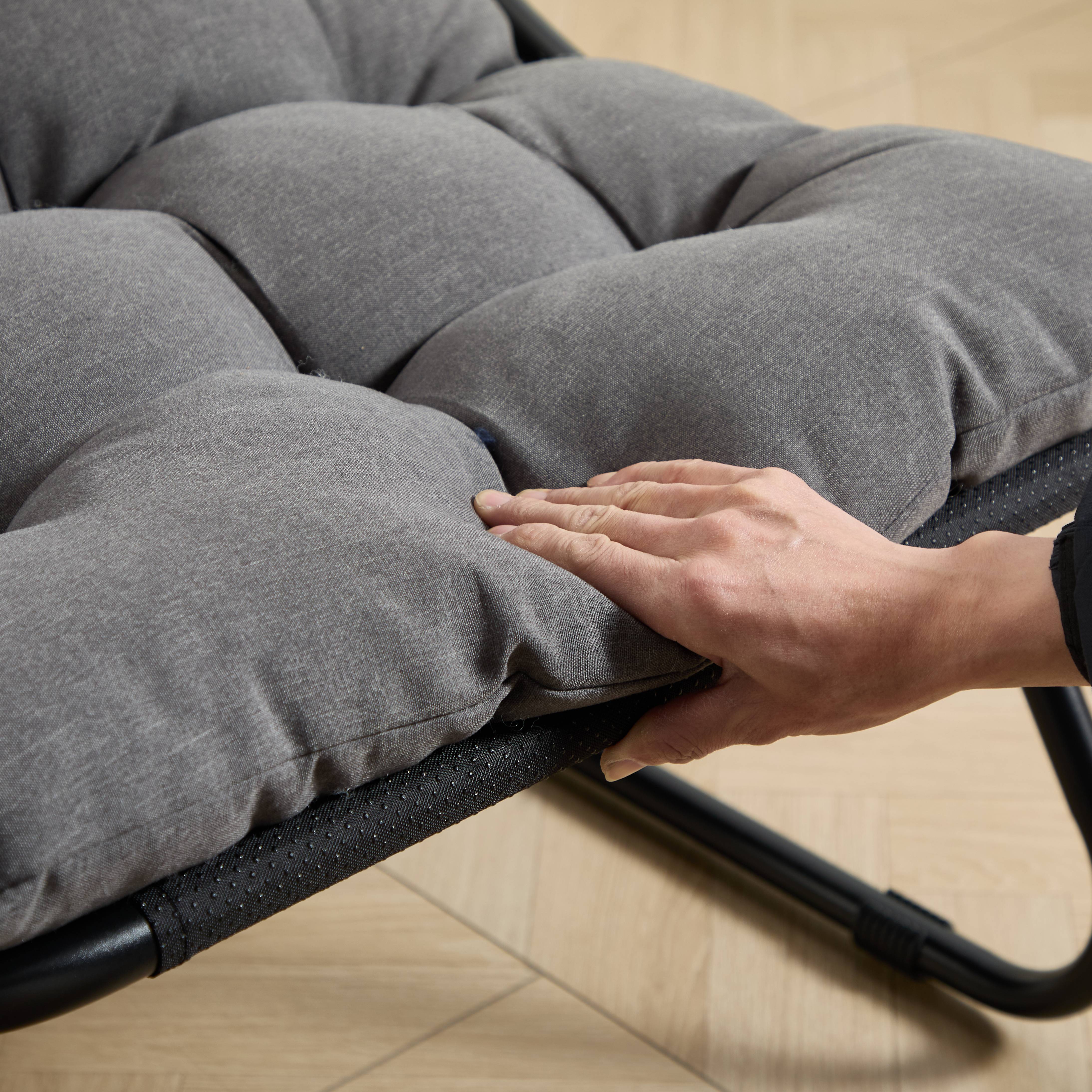 ComfortXL - Fauteuil relax avec repose-pieds acier tissu salon jardin grand confort gris 86x65x78cm - ComfortXL Outdoor Living - Image 3