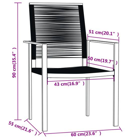 Ensemble Jardin 4P 140cm Rotin Creux PVC et Acier Noir – ComfortXL Outdoor Living - Image 7