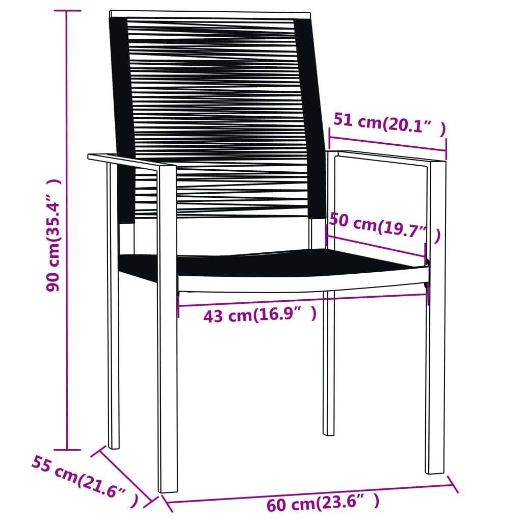 Ensemble Jardin 4P 140cm Rotin Creux PVC et Acier Noir – ComfortXL Outdoor Living - Image 7